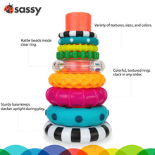 Sassy Stacks STEM Toy - 9 Piece Ring Set, 6+ Months