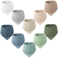 Konssy 10 Pack Muslin Baby Bibs - 100% Cotton